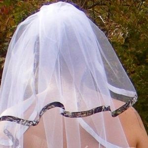 Camo Ribbon Double Layer Ribbon Trimmed Veil